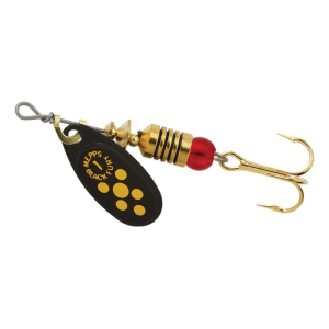 Mepps Aglia Black Fury Plain Inline Spinner Black & Yellow Dots 1/8 oz