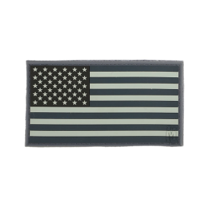 Maxpedition USA Flag PVC Morale Patch Large Gray and Black 3.25" x 1.75"