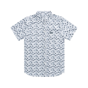 Burlebo Men's Performance Short Sleeve Shirt On The Water Cream/Navy 2XL