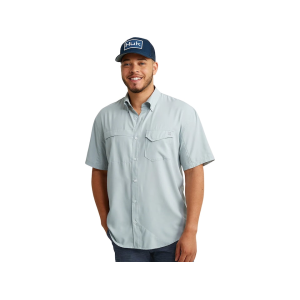 Huk Men's Tidepoint Short Sleeve Shirt Harbor Mist Medium