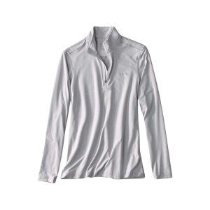 Orvis Men's Sun Defense Quarter Zip Shirt Light Gray Large