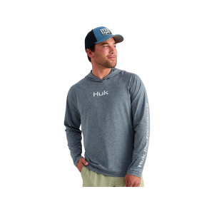 Huk Men's Airweight Hoodie Storm Blue Heather Large
