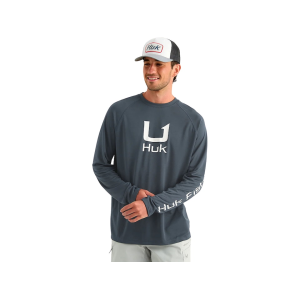 Huk Men's Icon Long Sleeve Crew Neck Shirt Sea Storm XL