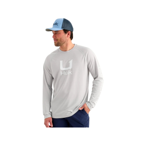 Huk Men's Icon Long Sleeve Crew Neck Shirt Seagull Large
