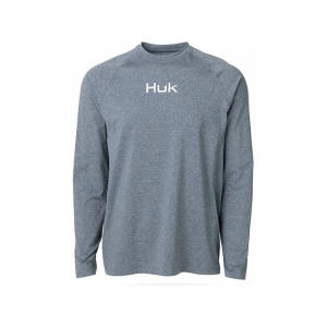 Huk Men's Airweight Long Sleeve Crew Neck Shirt Storm Blue Heather Large