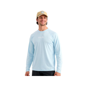 Huk Men's Airweight Long Sleeve Crew Neck Shirt Coastal Drift Heather 2XL