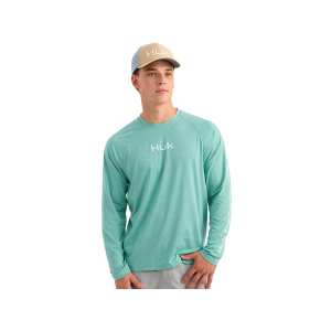 Huk Men's Airweight Long Sleeve Crew Neck Shirt Marine Blue Heather 2XL