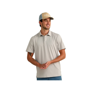 Huk Men's Pursuit Short Sleeve Polo Seagull Heather Medium