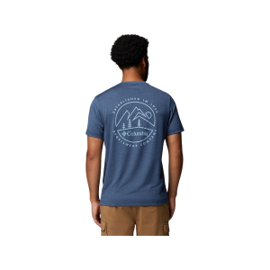 Columbia Men's Parsons Point Short Sleeve Crew Neck T Shirt Collegiate Navy Heather/Linear Peaks XL