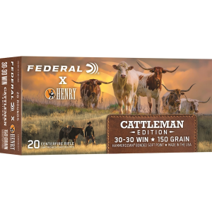 Federal Premium Henry Cattleman Edition HammerDown 30-30 Winchester Ammo 150 Grain Bonded Jacketed Soft Point Box of 20 - Federal Premium