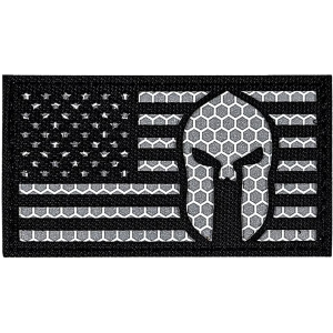 Merica Life IR Reflective Fabric US Flag with Molon Labe Spartan Morale Patch - Merica Life