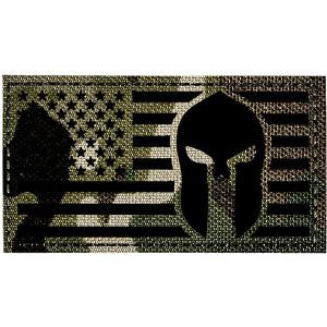 Merica Life IR Reflective Fabric US Flag with Spartan Molon Labe Morale Patch - Merica Life