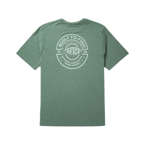 AFTCO Men's Ocean Bound Short Sleeve Crew Neck T Shirt Duck Green Heather XL