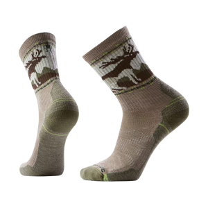 Smartwool Men's Hike Light Cushion Mountain Moose Mid Crew Socks Fossil Medium