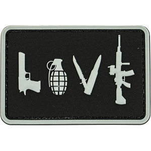 Merica Life LOVE-Pistol Grenade Knife Rifle PVC Morale Patch Gray - Merica Life