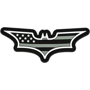 Merica Life Batman Us Flag PVC Morale Patch Black and Light Grey - Merica Life