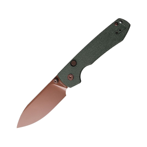 Vosteed Raccoon Top Liner Lock Pocket Knife 3.25" Drop Point Sandvik 14C28N Copper Blade Canvas Micarta Handle Green