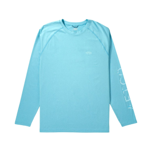 AFTCO Men's Samurai Long Sleeve Crew Neck Shirt Splish Splash Heather 2XL