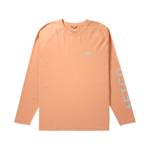 AFTCO Men's Samurai Long Sleeve Crew Neck Shirt Coral Sands Heather XL