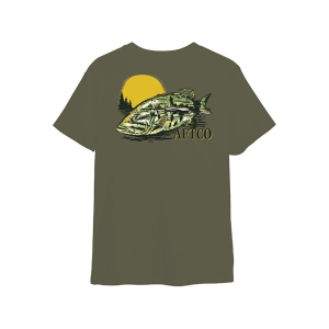 AFTCO Men's Reflection Short Sleeve Crew Neck T Shirt Olive Night Large