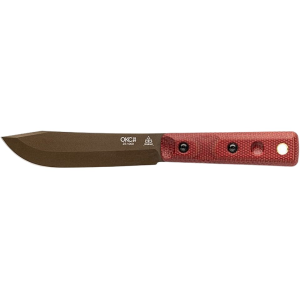 TOPS Knives Ontario XL Hunter Fixed Blade Knife 5.5" Clip Point 1095 Midnight Bronze Blade Canvas Micarta Handle Red
