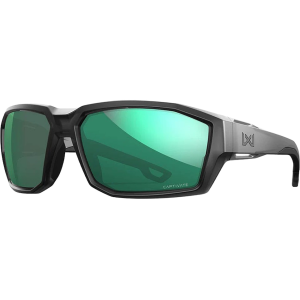 Wiley X Alpine Polarized Sunglasses Translucent Black Frame Green Mirror Lens