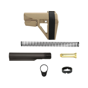 SB Tactical SBA5 AR-15 Pistol Brace Tan with Mil-Spec Carbine Buffer Tube Kit