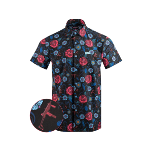 Retro Rifle Men's Fiesta Short Sleeve Shirt Pink/Blue 2XL