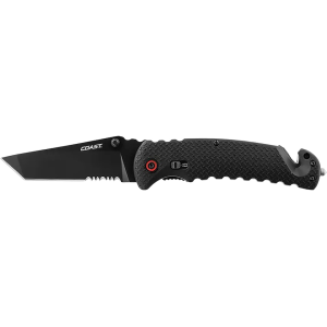Coast RX395 Rapid Response Assisted Opening Pocket Knife 3.74" Partially Serrated Tanto Point 7Cr17MoV Black Blade Nylon Handle Black