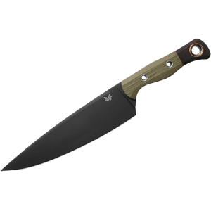 Benchmade Chef Kitchen Knife 8.17" Drop Point CPM 154 Black DLC Blade G-10 Handle Olive Drab