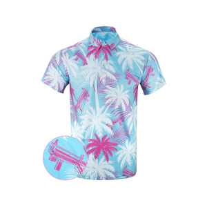 Retro Rifle Men's High Crown Short Sleeve Polo White/Teal XL