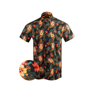 Retro Rifle Men's Tropics Short Sleeve Shirt Black/Orange Medium