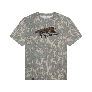Rolling Thunder Game Calls Men's Turkey Feather Short Sleeve Crew Neck T Shirt Washed Out Mossy Oak Greenleaf XL