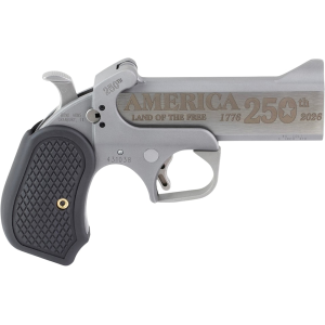 Bond Arms America 250th 45 Colt (Long Colt) Pistol 4.25" Barrel 2 Round Stainless Slide Black Grip Stainless Frame