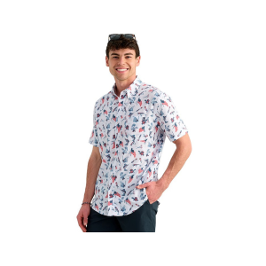Huk Men's Kona KC Printed Short Sleeve Shirt White9 XL