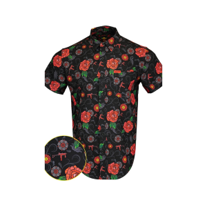Retro Rifle Men's Fiesta Short Sleeve Shirt Red Large