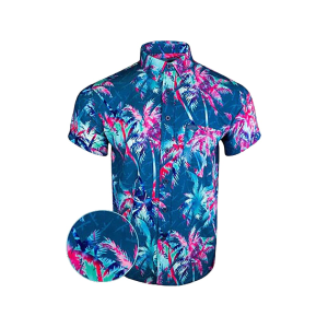 Retro Rifle Men's AK's and Vacays Short Sleeve Shirt Pink/Blue 2XL