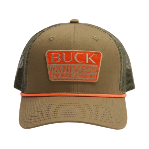 Buck Knives Men's Embroidered Patch Mesh Snapback Hat OD Green One Size Fits Most