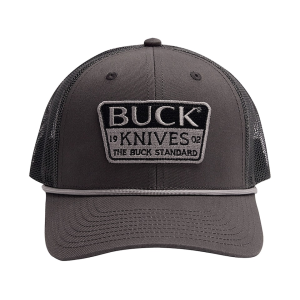 Buck Knives Men's Embroidered Patch Mesh Snapback Hat Charcoal One Size Fits Most
