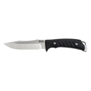 SOG Pillar Fixed Blade Knife 5" Clip Point CPM S35VN Stonewashed Blade Canvas Micarta Handle Black