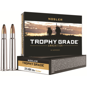 Nosler Trophy Grade 375 H&H Magnum Ammo 260 Grain Nosler Partition Jacketed Soft Point Box of 20