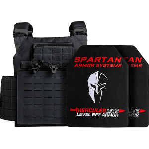 Spartan Armor Achilles Plate Carrier with Hercules LITE Level RF2/III+ Lightweight Ballistic Plates Black
