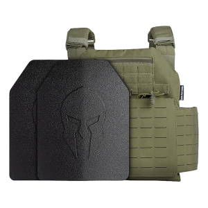 Spartan Armor Achilles Plate Carrier With Elaphros Gen 2 Lightweight Level III Composite Ballistic Plates OD Green