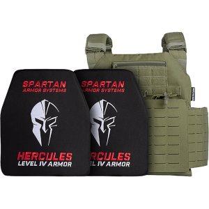Spartan Armor Achilles Plate Carrier with Hercules Level IV Ceramic Ballistic Plates OD Green