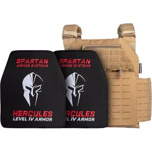 Spartan Armor Achilles Plate Carrier with Hercules Level IV Ceramic Ballistic Plates Coyote Brown