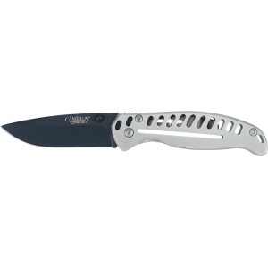 Camillus EDC3 Pocket Knife 3" Drop Point AUS-8 Black Blade Stainless Steel Handle Silver