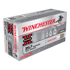 Winchester Super X WinClean 357 Magnum Ammo 125 Grain Jacketed Flat Nose Case of 500 (10 Boxes of 50)