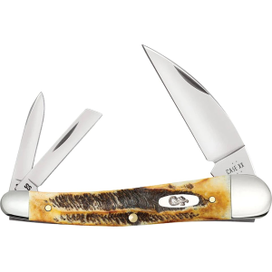 Case Seahorse Whittler Pocket Knife 2.33" Coping, Pen, Wharncliffe Tru-Sharp Polished Blade 6.5 BoneStag Handle Bone