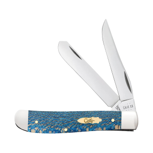 Case Mini Trapper Pocket Knife 2.7" Clip Point, Spey Tru-Sharp Polished Blade Sycamore Handle Blue