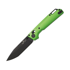 Bear OPS Nekama Pocket Knife 3.5" Modified Tanto Sandvik 14C28N Black Blade Aluminum Handle Bright Green
